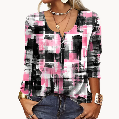 Nordic - stylische damenbluse mit modernem print