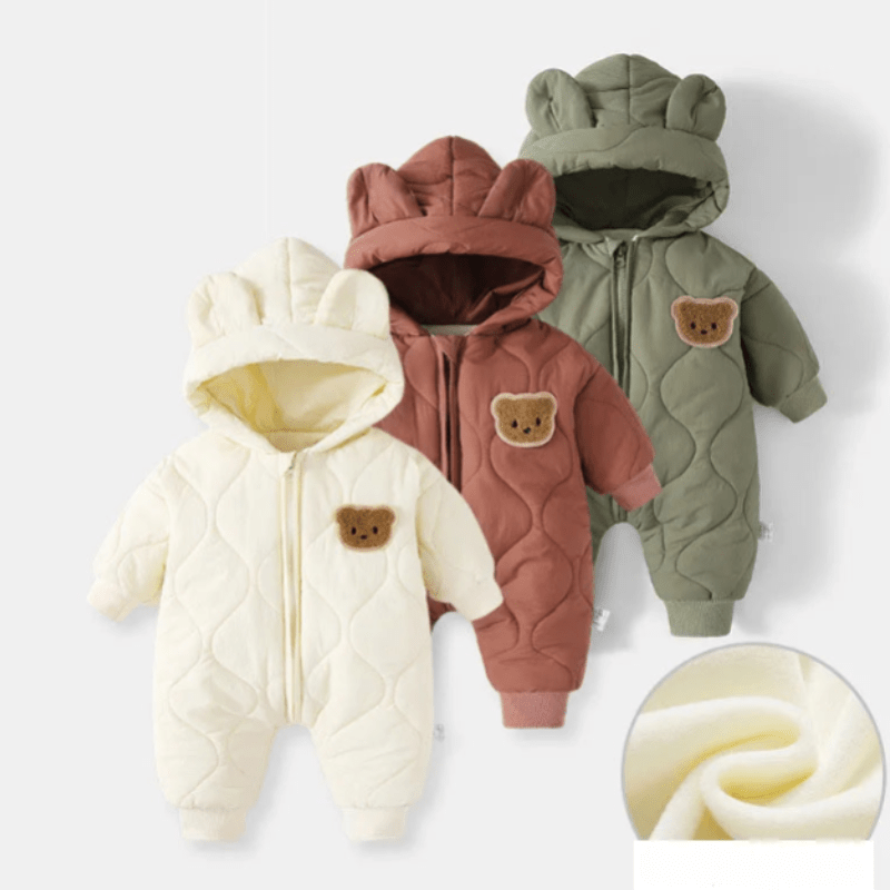Kapuzen-Winteroverall mit Bärenmotiv für Babys – Warm & Flauschig