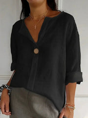 V Ausschnitt Bluse Damen | Lässig & Elegant – Schwarz