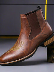 Jonathan | Exklusive und Vintage Herren-Echtlederstiefel im Vintage-Look – Cognacbraun