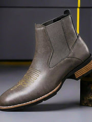Jonathan | Exklusive und Vintage Herren-Echtlederstiefel im Vintage-Look – Schiefergrau