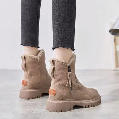 Mit wolle gefütterte reißverschlussstiefel für damen