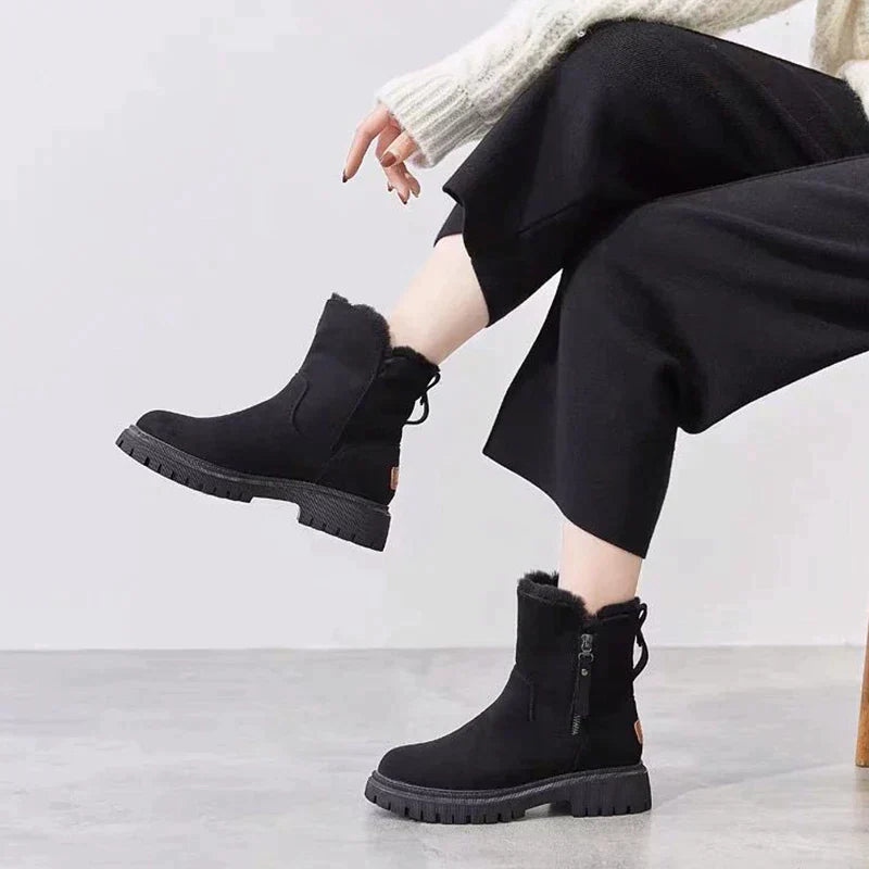 Mit wolle gefütterte reißverschlussstiefel für damen