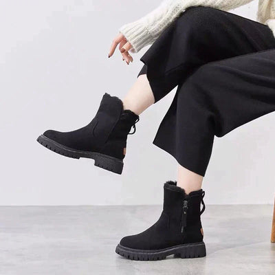 Mit wolle gefütterte reißverschlussstiefel für damen