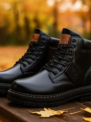 Winterstiefel Herren | Trekkingschuhe für Herren | Rutschfeste Profilsohle für sicheren Halt – Schwarz