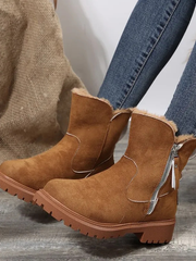 Winterstiefel Damen mit Fellkragen – Braun