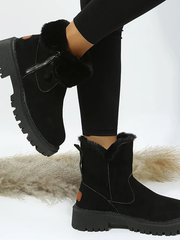 Winterstiefel Damen mit Fellkragen – Schwarz
