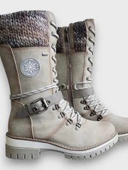 Winterstiefel Damen mit Strickkragen – Grau
