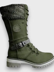 Winterstiefel Damen mit Strickkragen – Grün