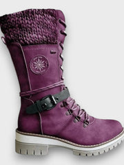 Winterstiefel Damen mit Strickkragen – Lila