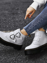 Gabriela | Damen Modische Stiefeletten mit dicker Sohle – Weiß