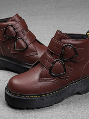 Gabriela | Damen Modische Stiefeletten mit dicker Sohle – Rot