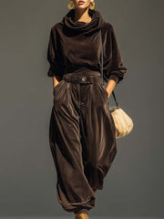 Lina | Modernes Damen Ensemble Hoodie und Hose – Braun