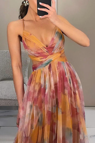 Elegantes Damen Maxikleid mit V-Ausschnitt – Ideal für Hochzeitsgäste