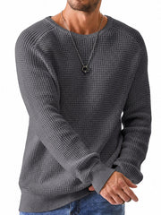 Isric - Strukturierter Strickpullover mit Rundhalsausschnitt – Dunkelgrau