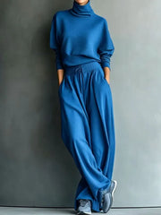 Orianna - weiches zweiteiliges Rollkragen-Set – Blau