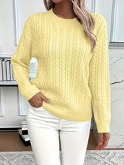 Aldine | Damen Zopfmuster Strickpullover Weiß – Gelb