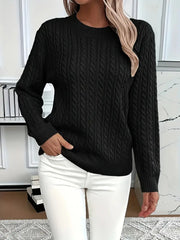 Aldine | Damen Zopfmuster Strickpullover Weiß – Schwarz