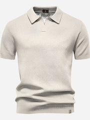 Aldric | Herren Kurzarm Poloshirt mit Strukturmuster – Creme