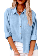 Annelis | Damen Hemdbluse Langarm mit Kragen – Hellblau