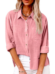Annelis | Damen Hemdbluse Langarm mit Kragen – Rosa