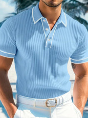 Arvid | Herren Slim Fit Kurzarm Poloshirt – Hellblau