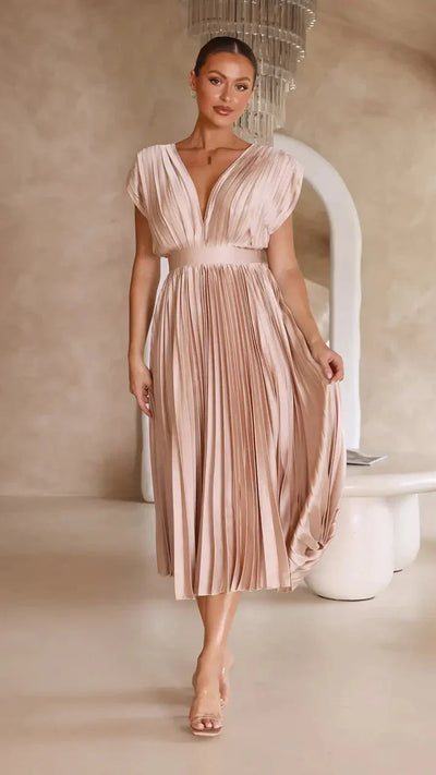Flurina – aisha plissee-midikleid für einen eleganten look