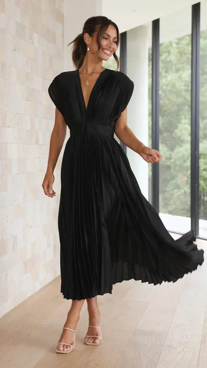 Flurina – aisha plissee-midikleid für einen eleganten look