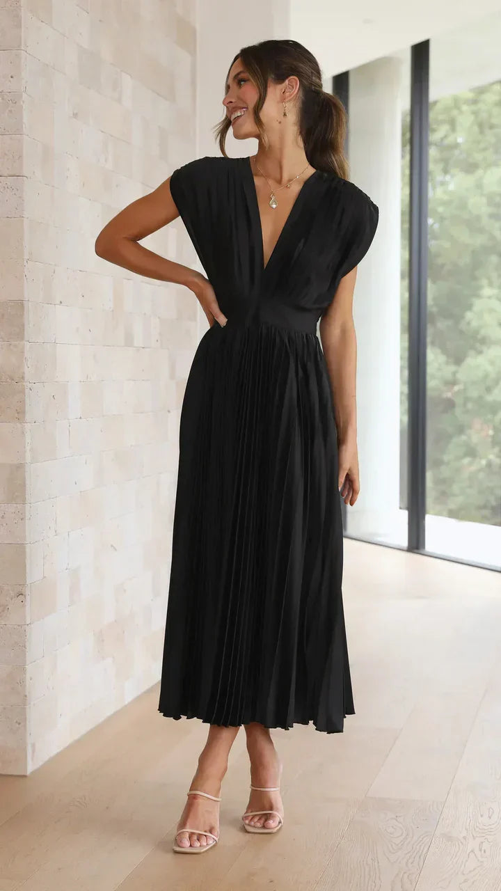 Flurina – aisha plissee-midikleid für einen eleganten look