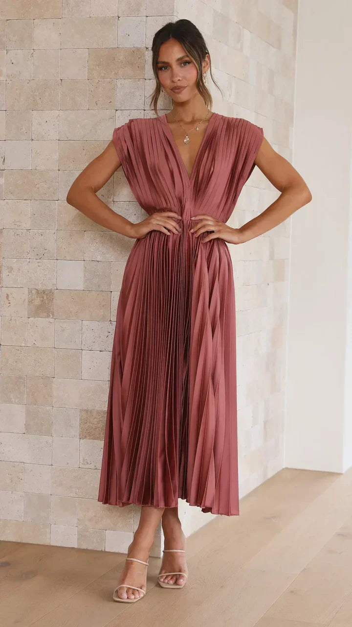 Flurina – aisha plissee-midikleid für einen eleganten look