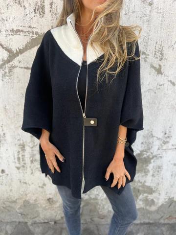 Lässige Jacke mit Stehkragen und Reißverschluss