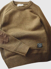 Lukas | Klassischer Herren Strickpullover Mit Ellbogen-Patches – Braun