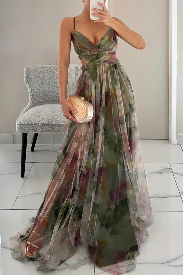 Elegantes Damen Maxikleid mit V-Ausschnitt – Ideal für Hochzeitsgäste