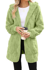 Zinnabelle - flauschige Kapuzenstrickjacke – Grün