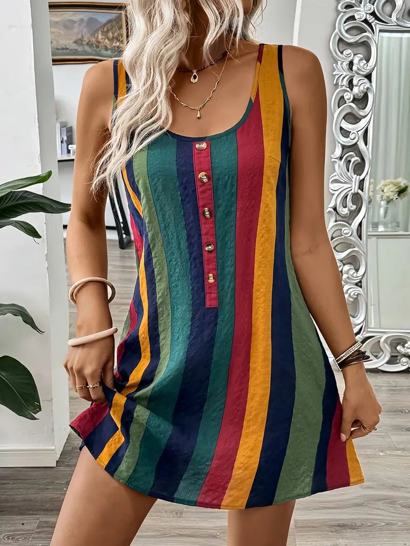 Aishia – Bunt gestreiftes Minikleid