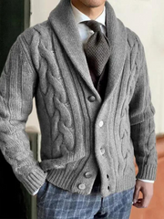 Baldric | Herren Zopfmuster Strickjacke – Grau