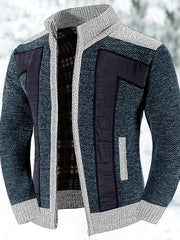 Bertold | Herren Strickjacke Reißverschluss Zweifarbig – Grün