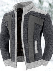 Bertold | Herren Strickjacke Reißverschluss Zweifarbig – Grau