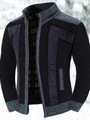 Bertold | Herren Strickjacke Reißverschluss Zweifarbig – Schwarz