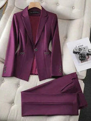 Blazer Und Hose Set Damen – Lila