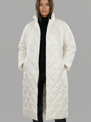 Brimdal | Damen Langer Steppmantel Wendejacke – Weiß