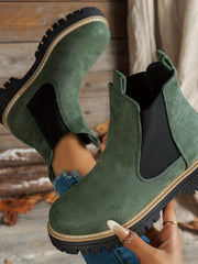 Mehetabel | Damen Stiefeletten mit Plateausohle – Grün