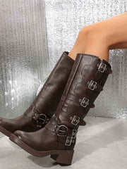 Buckle Biker Boots – Schokoladenbraun