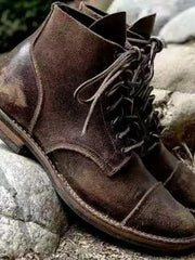 Oscar | Klassische Leder-Schnürstiefeletten mit Cap-Toe – Khaki