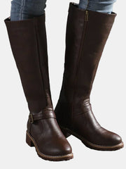 Giselle | Elegante kniehohe Reitstiefel mit Schnallendetails – Dunkelbraun