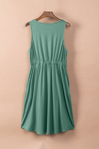 Ärmelloses Mini‑Kleid – Modal, Hohe Taille & Drapiertes Detail
