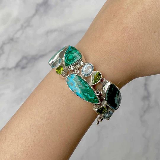 Vintage Naturstein-Armband grün