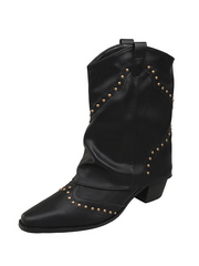 Valentina | Markante Western-Stiefel Mit Nieten Für Damen – Schwarz