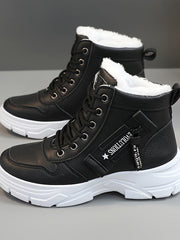 Coline | Gefütterte Plateausohle Schneestiefel – Schwarz