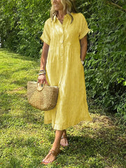 Corinne – Elegantes Damen Hemdblusenkleid – Yellow